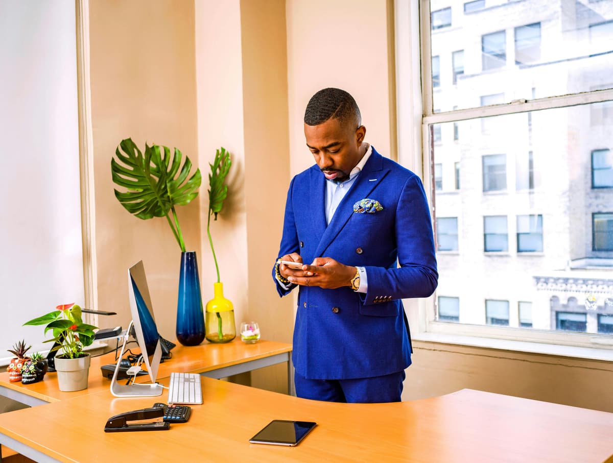 Business professional in blue suit
